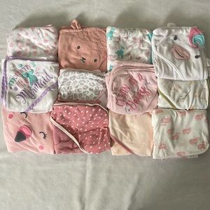 Baby girl hooded towels